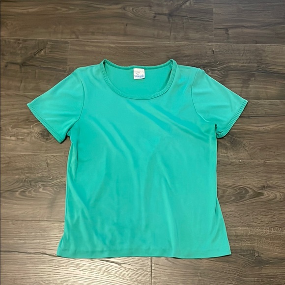 Vintage Wrangler Light Green Scoop Neck Short Sleeve Tee, Vintage Size Large - Picture 1 of 7